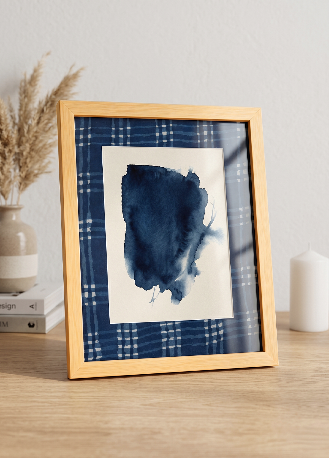 Pine Photo Frame with Printed Fabric Mount